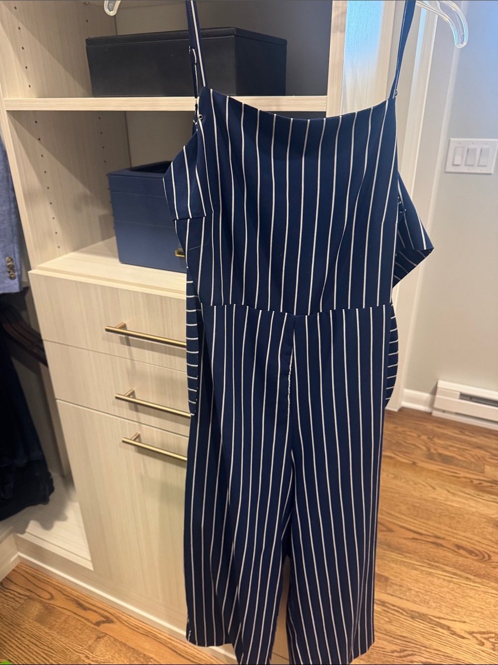 Striped Navy Wide-Leg Jumpsuit